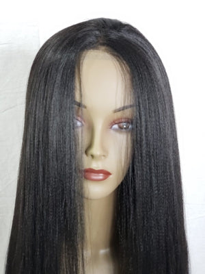 Synthetic Lace Front Wig for Black Women - Yaki Straight 24-Inch Long Hair Wig, Heat Resistant Fiber - Ripples Hair & Beauty Supplies